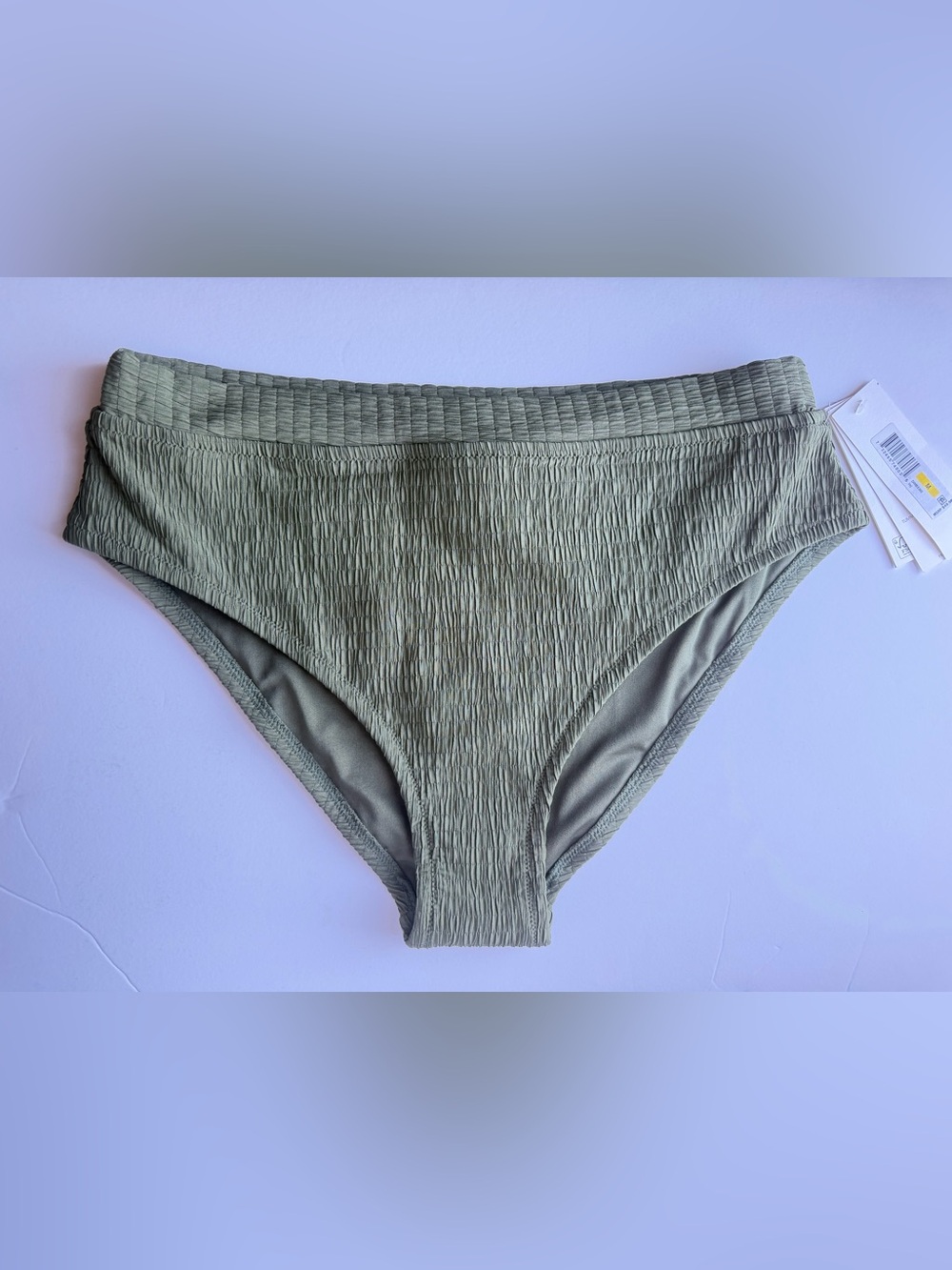 DKNY Women’s High-Waist Bikini Bottoms - Moss Texture Size M - Picture 3 of 6